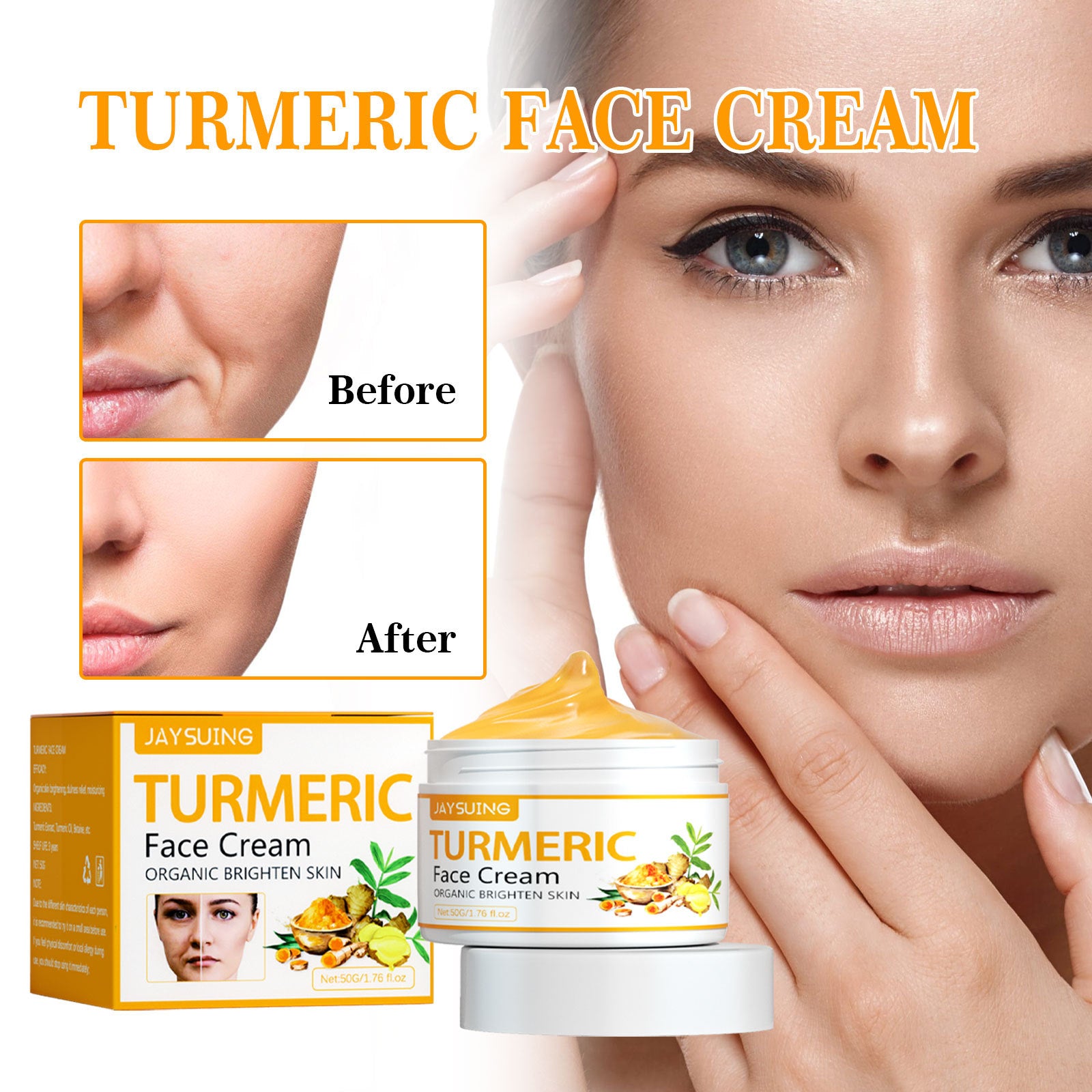 Turmeric Fade Wrinkles Firming Skin Beauty Face Cream