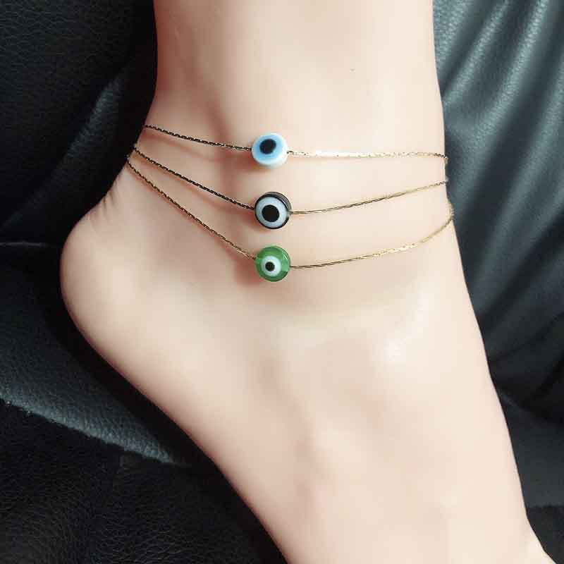 Evil Eye Gold Wire Anklet