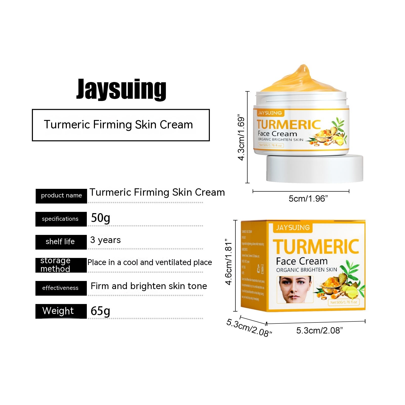 Turmeric Fade Wrinkles Firming Skin Beauty Face Cream