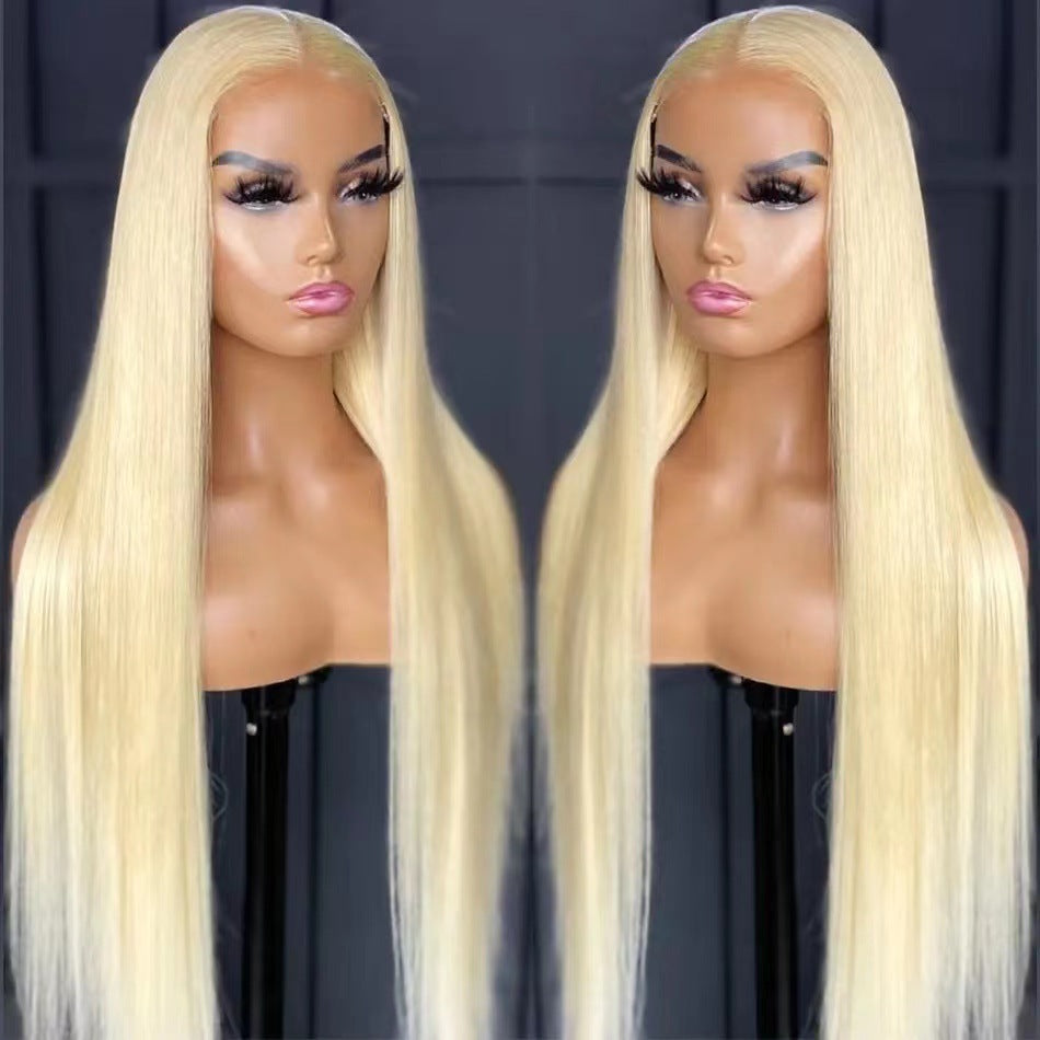 Front Lace Long Straight African Women Wig Head Cover